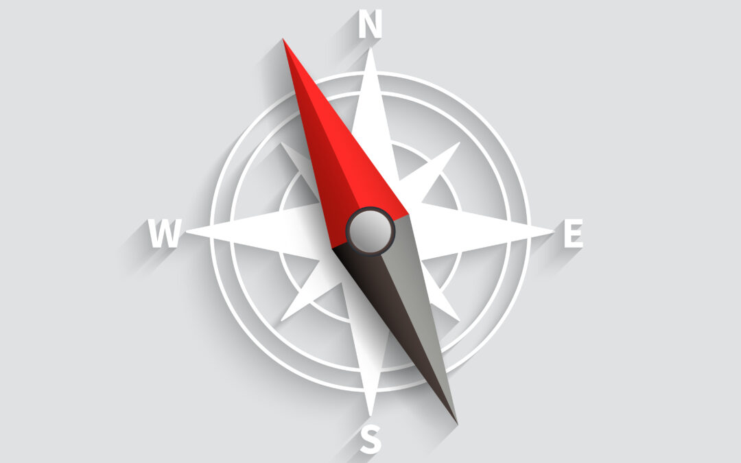 Compass pointing to the future 